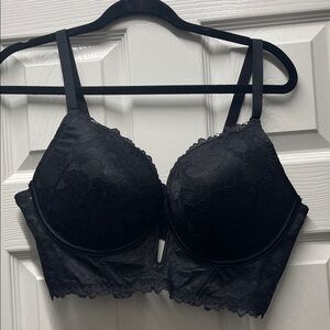 Youmita Black Lace Longline Underwire Bra